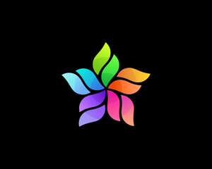 Abstract flower geometric vibrant gradient logo design template. Universal cosmetics, salon, spa vector sign symbol mark logotype.