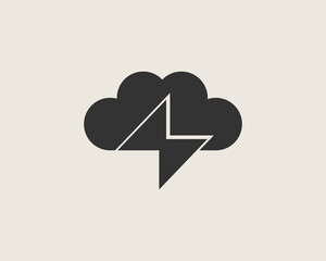 Cloud with lightning logo design template. Minimalistic energy, power, thunderstorm flat vector icon sign symbol logotype.