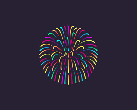 Abstract firework, explosion logo design template. Creative festival, event, celebration flat vector sign symbol logotype.
