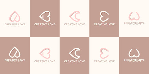 creative alphabet logo with love or heart concept