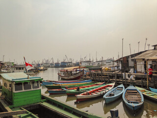 Boats in the Sunda Kelapa Port in Jakarta, Indonesia 