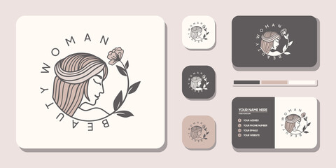 Beauty women plant logo designs for salon, makeover, hairdresser