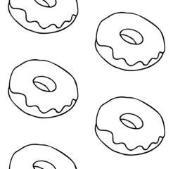 Vector seamless pattern of hand drawn doodle sketch donut isolated on white background