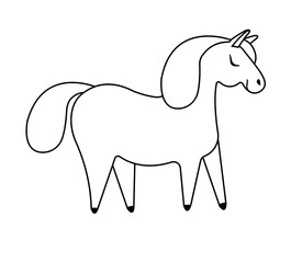 Vector flat hand drawn outline horse isolated on white background