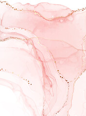 Pink Abstract background ink shape gold glitter elegant texture with marble waves. Trendy fruid surface cover