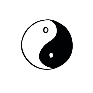 recommend clip art: Vector hand drawn doodle sketch Yin Yang symbol isolated on white background