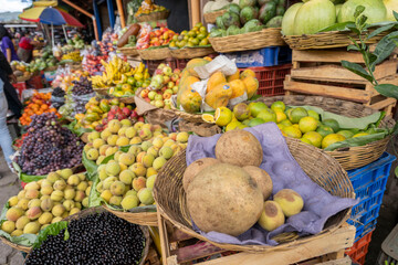 fruit in latin market. Tropical food in latin america