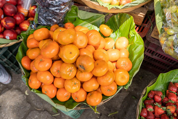 Naklejka na ściany i meble fruit in latin market. Tropical food in latin america