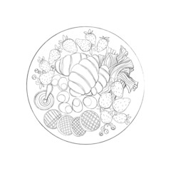 Breakfast plate isolated on white background. Vector illustration.