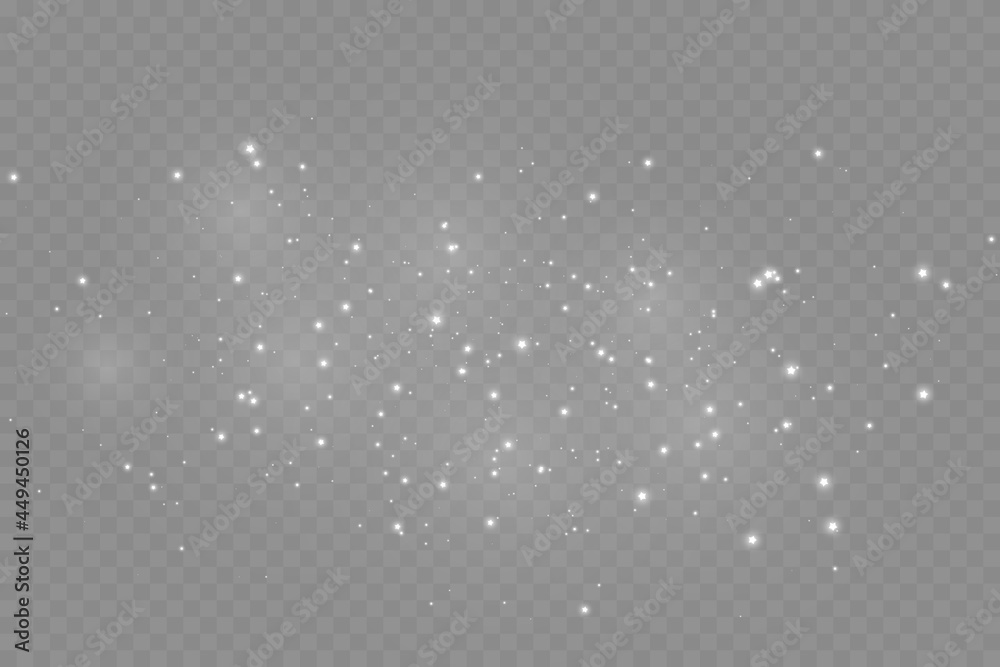 Wall mural the dust sparks and golden stars shine with special light. vector sparkles on a transparent backgrou