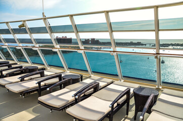 Cruise ship loungers in Nassau Bahamas