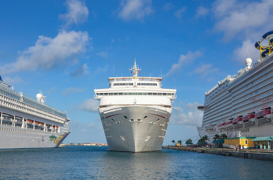 3 cruise ships in port in Nassau Bahamas