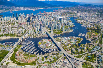 Aerial view of city of Vancouver, Canada