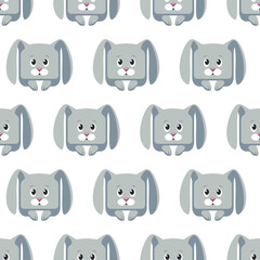 Seamless vector pattern of gray square rabbit 