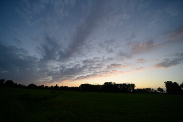 Evening sky over a field