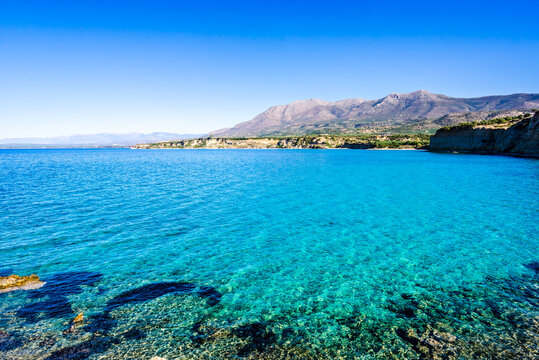 Turquoise water at village Elena in Lakonia, Peloponnese Greece