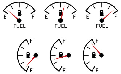 Gas Fuel Gauge Dial Diagram - Clipart Set