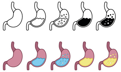 Stomach and Digestion Diagram Clipart Set