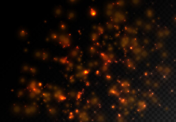 Fototapeta na wymiar Dust sparks, red stars special light effect.