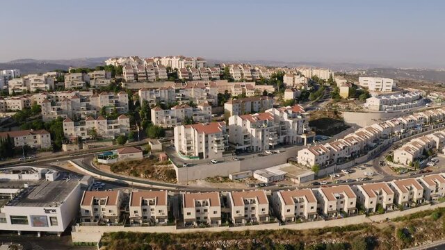 Judea and Samaria West Bank - Ariel settlement, Israel, 4k aerial drone view