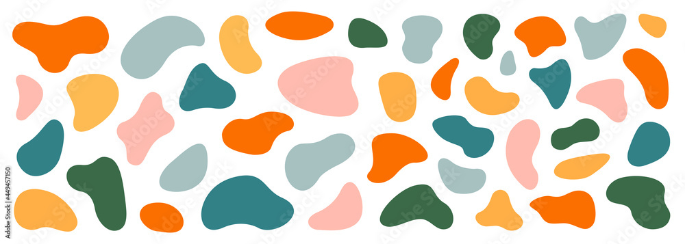 Wall mural abstract blotch shape. liquid shape elements. set of modern graphic elements. fluid dynamical colore