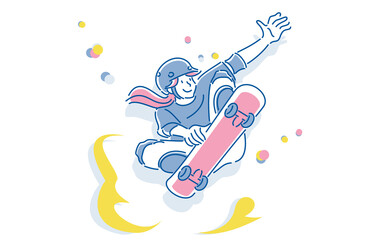 スケボーでトリックを決める人物　女性