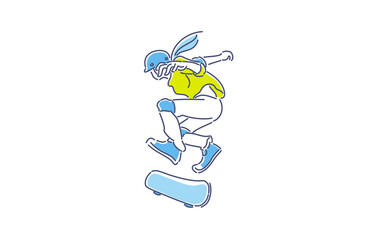 スケボーでトリックを決める人物　女性