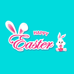 Flat design happy easter day big egg. Landing page template, Flat vector illustration
