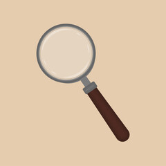 Search magnifier with transparent glass. Flat vector illustration