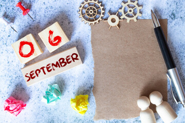 September 6, Natural notebook Calendar. business concept, holiday