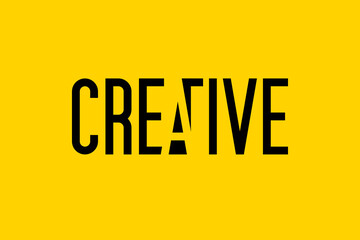 Common senses can read this word easily. Present concept with letter A that looks different and the letter T behind it of this word (creative). For presentation, banner, T-shirt. Vector, illustration.