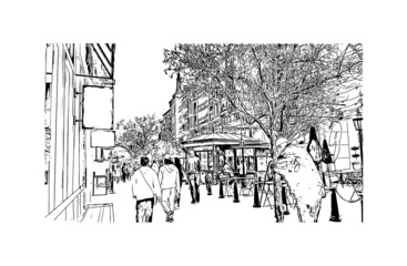Naklejka premium Building view with landmark of Glendale is the city in California. Hand drawn sketch illustration in vector. 