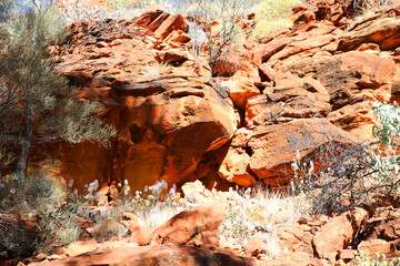 Beautiful Kings Canyon in the Northern Territory, Australia, featuring amazing dark red rock...