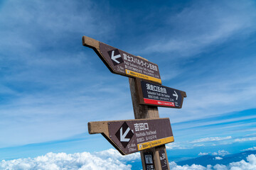 山梨県、静岡県にある富士山を登山する風景 A view of climbing Mt. Fuji in Yamanashi and Shizuoka Prefectures.