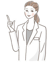 指をさす女性の医者
