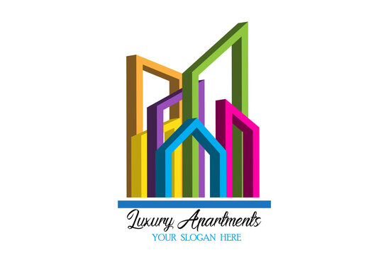 Modern Buildings Real Estate Logo Vector Icon Colorful Image Design