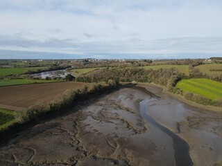 a wide river during low tides