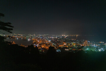 北海道函館市の函館山を登山する風景 A view of climbing Mount Hakodate in Hakodate, Hokkaido. 