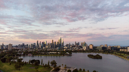 Fototapeta premium sunset over the river