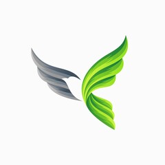 Fototapeta na wymiar Bird logo with leaf element
