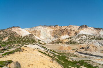 北海道函館市の恵山を登山する風景 Scenery of climbing Mt. E in Hakodate, Hokkaido.