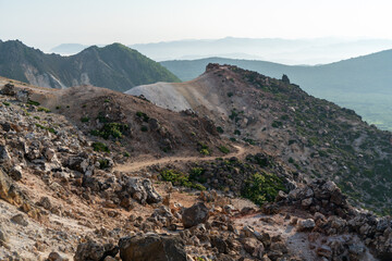 北海道函館市の恵山を登山する風景 Scenery of climbing Mt. E in Hakodate, Hokkaido.