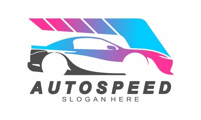 Autospeed car with speedometer logo design