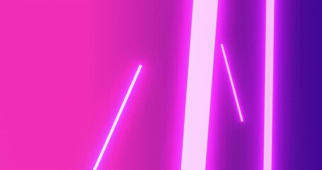 Digital animation of golden confetti falling over neon lines against purple gradient background - Powered by Adobe