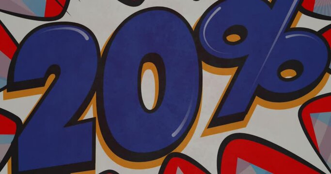 20 percent sale text banner on retro speech bubble against purple radial background