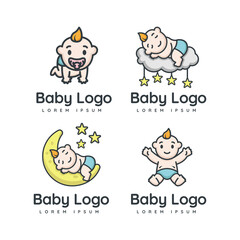 Set of cute baby care shop logo