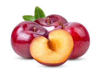 red cherry plum isolated on white