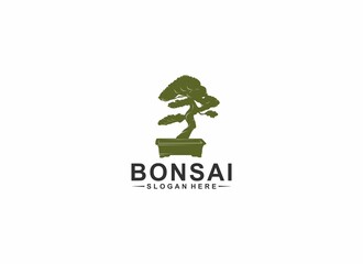 bonsai illustration logo on white background
