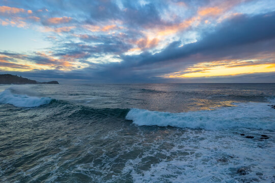 Surfs up - aerial sunrise seascape