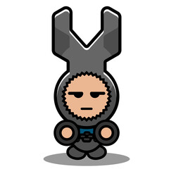 vector cartoon character mascot costume mechanical tool wrench cute doodle wrench with hands in handcuffs